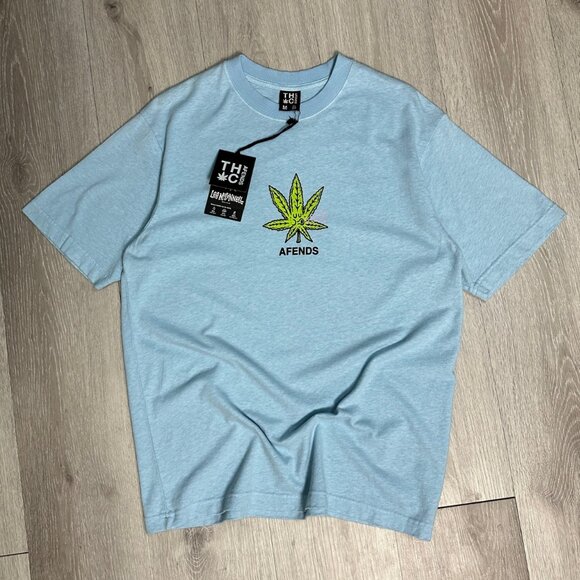 BNWT Afends - Coasting - Hemp Men's Blue Retro Fit T-Shirt - Size Medium - Picture 1 of 14